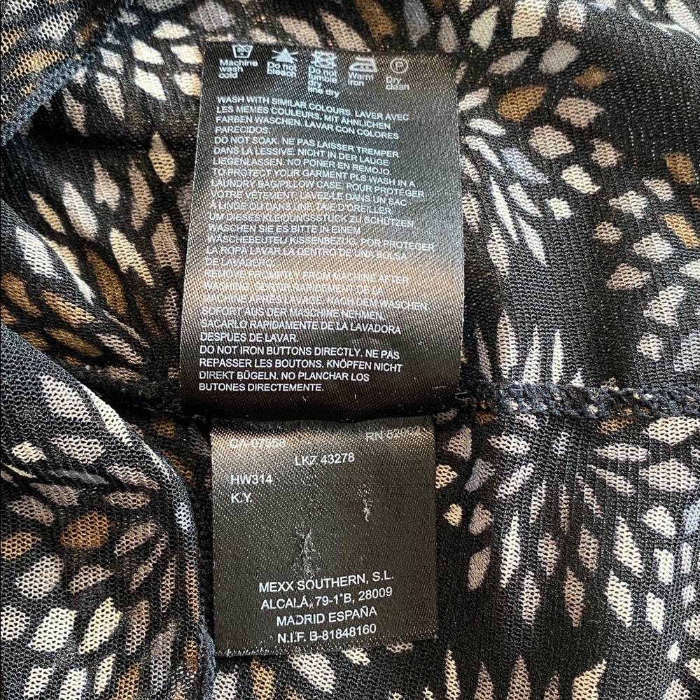 Mexx Sheer Mesh Floral Button-Up Top black, brown & tan Size M EUC whimsigoth - Picture 10 of 10